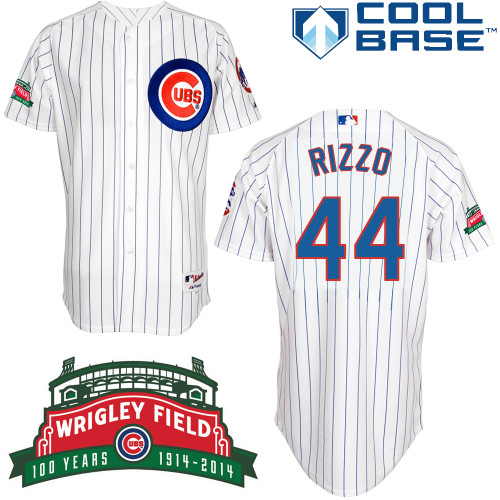 Anthony Rizzo #44 Youth Baseball Jersey-Chicago Cubs Authentic Wrigley Field 100th Anniversary White MLB Jersey